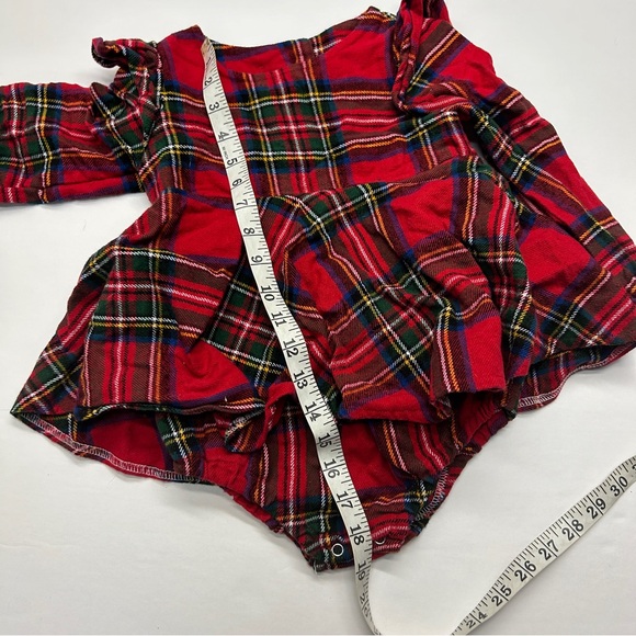 Esther and Jo Skirted Flannel Dress Romper Christmas Plaid Holiday Red - Picture 4 of 5